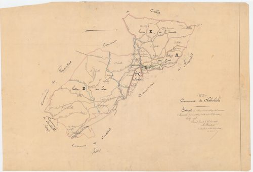 Chabreloche - 55 FI 196      - Extrait du tableau d'assemblage du plan cadastral parcellaire de la commune d'Arconsat