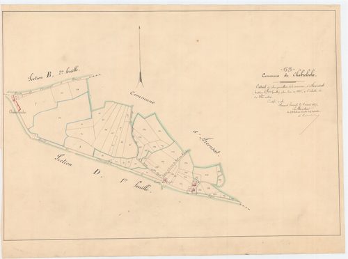 Chabreloche - 55 FI 199      Extrait du plan parcellaire d'Arconsat, section C, 1ère feuille