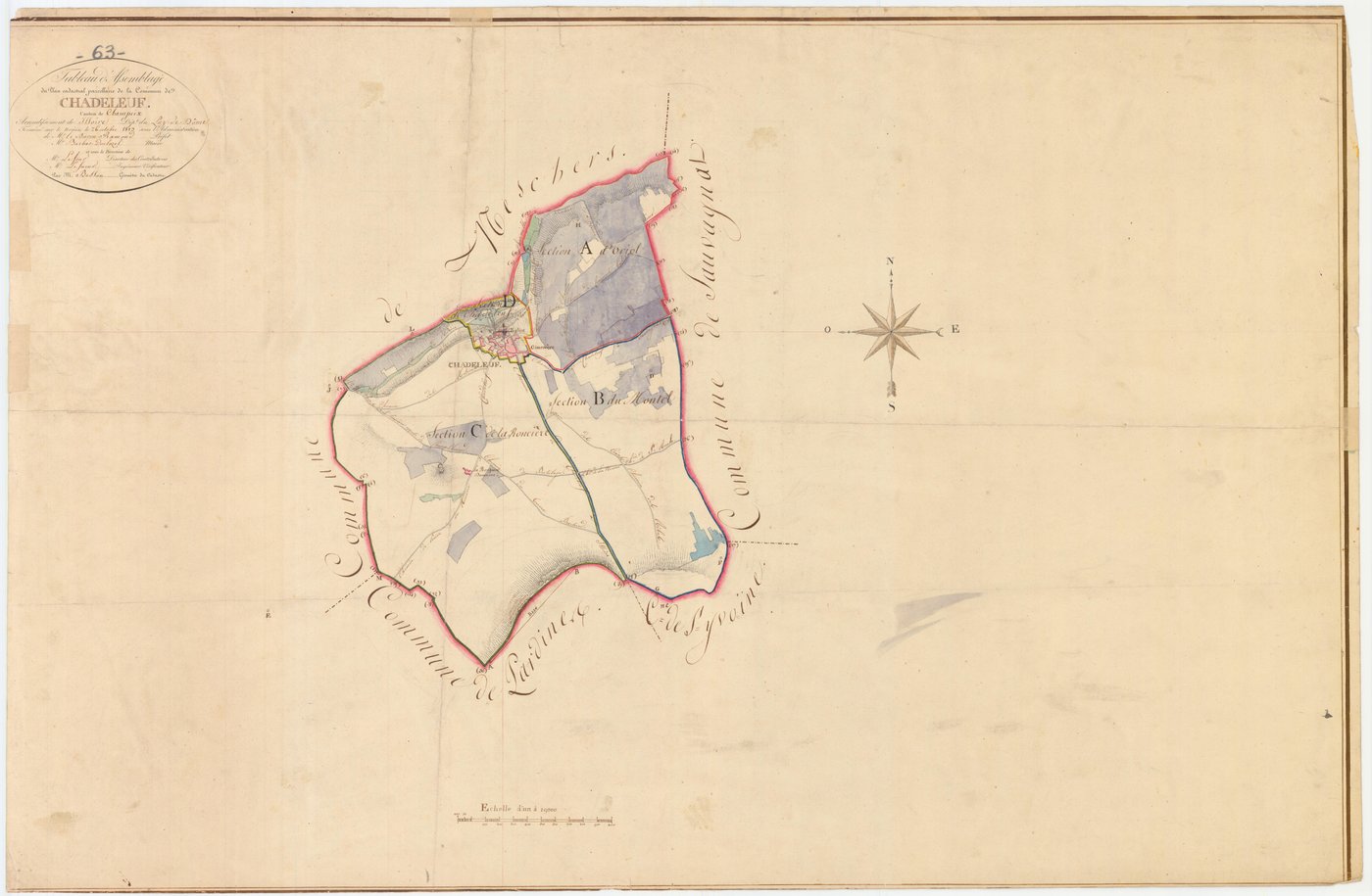 Chadeleuf - 54 Fi 213      Tableau d'assemblage du plan cadastral parcellaire de la commune de Chadeleuf