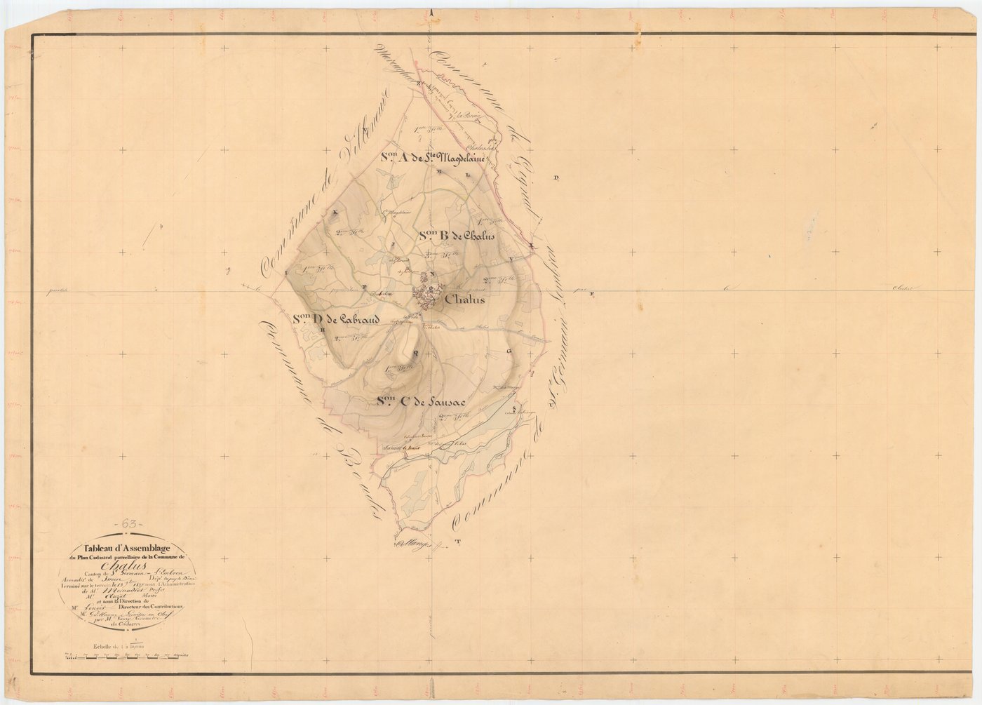 Chalus - 54 Fi 218      Tableau d'assemblage du plan cadastral parcellaire de la commune de Chalus