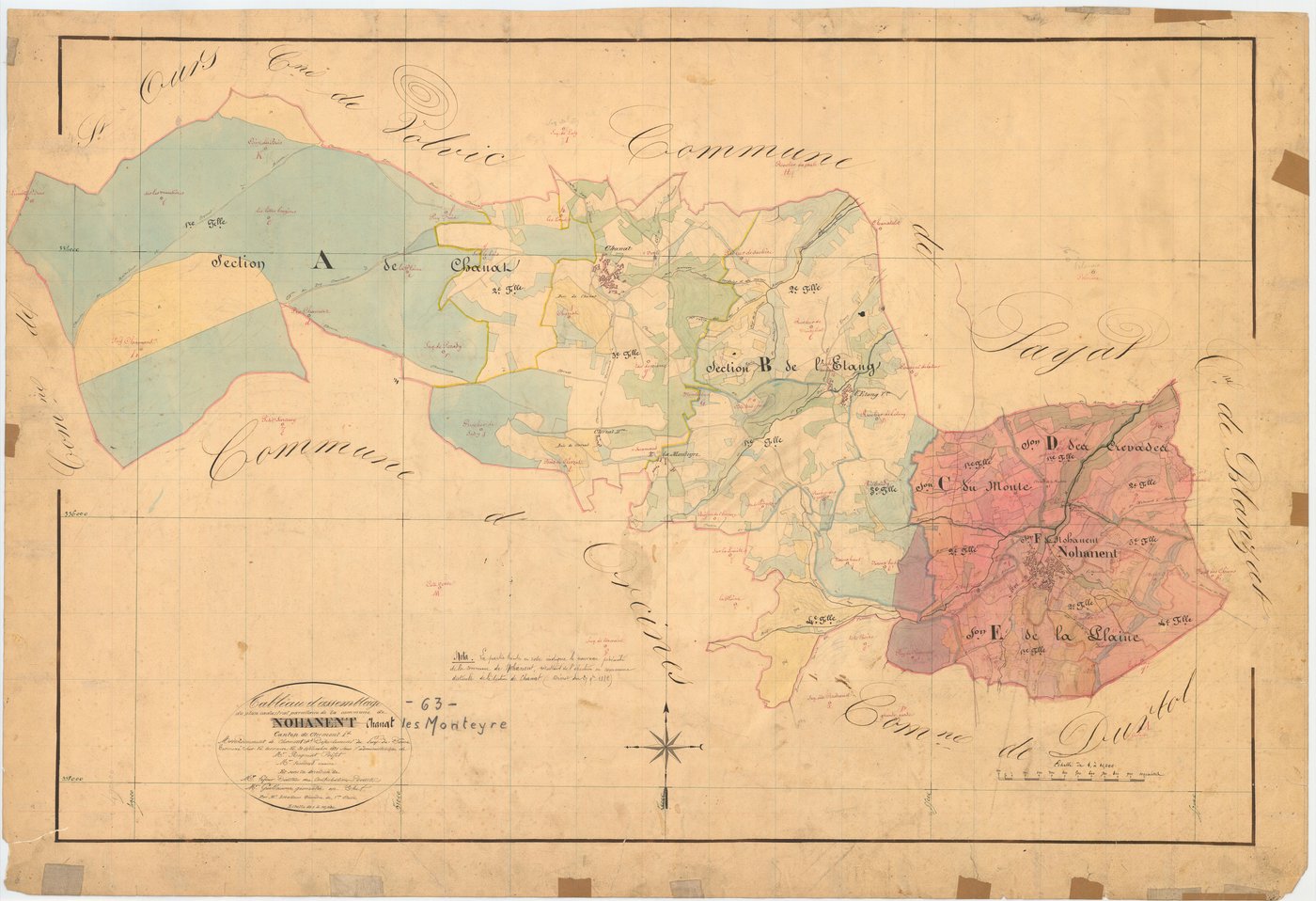 Chanat-la-Mouteyre - 51 FI 308      Tableau d'assemblage du plan cadastral parcellaire de la commune de Nohanent