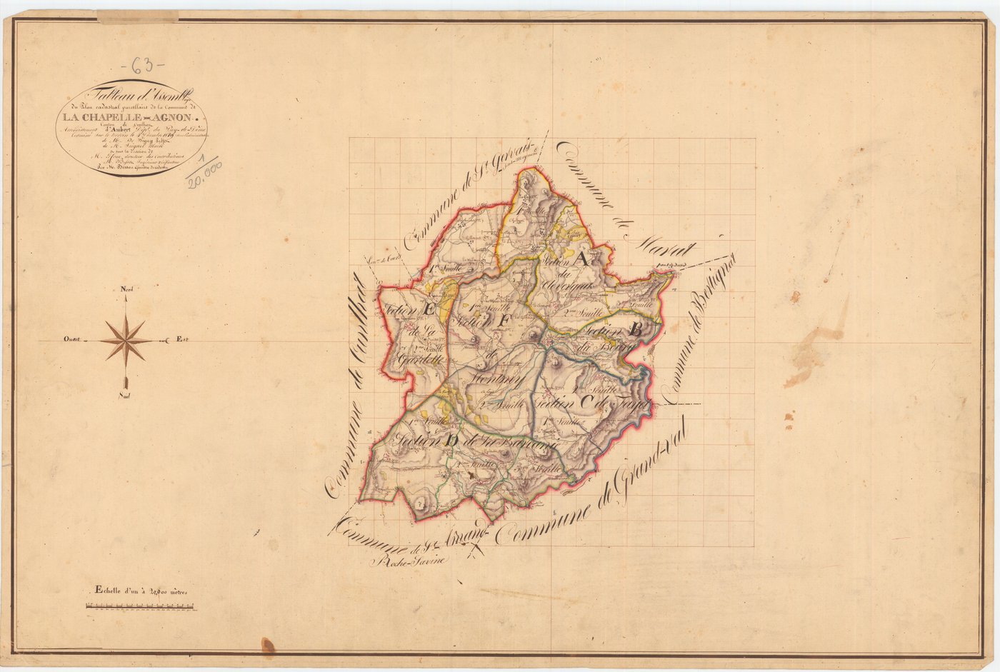 La Chapelle-Agnon - 55 FI 228      Tableau d'assemblage du plan cadastral parcellaire de la commune de La Chapelle-Agnon