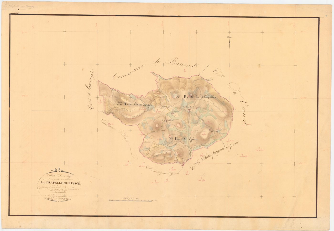 La Chapelle-sur-Usson - 54 Fi 277      Tableau d'assemblage du plan cadastral parcellaire de la commune de La Chapelle-sur-Usson