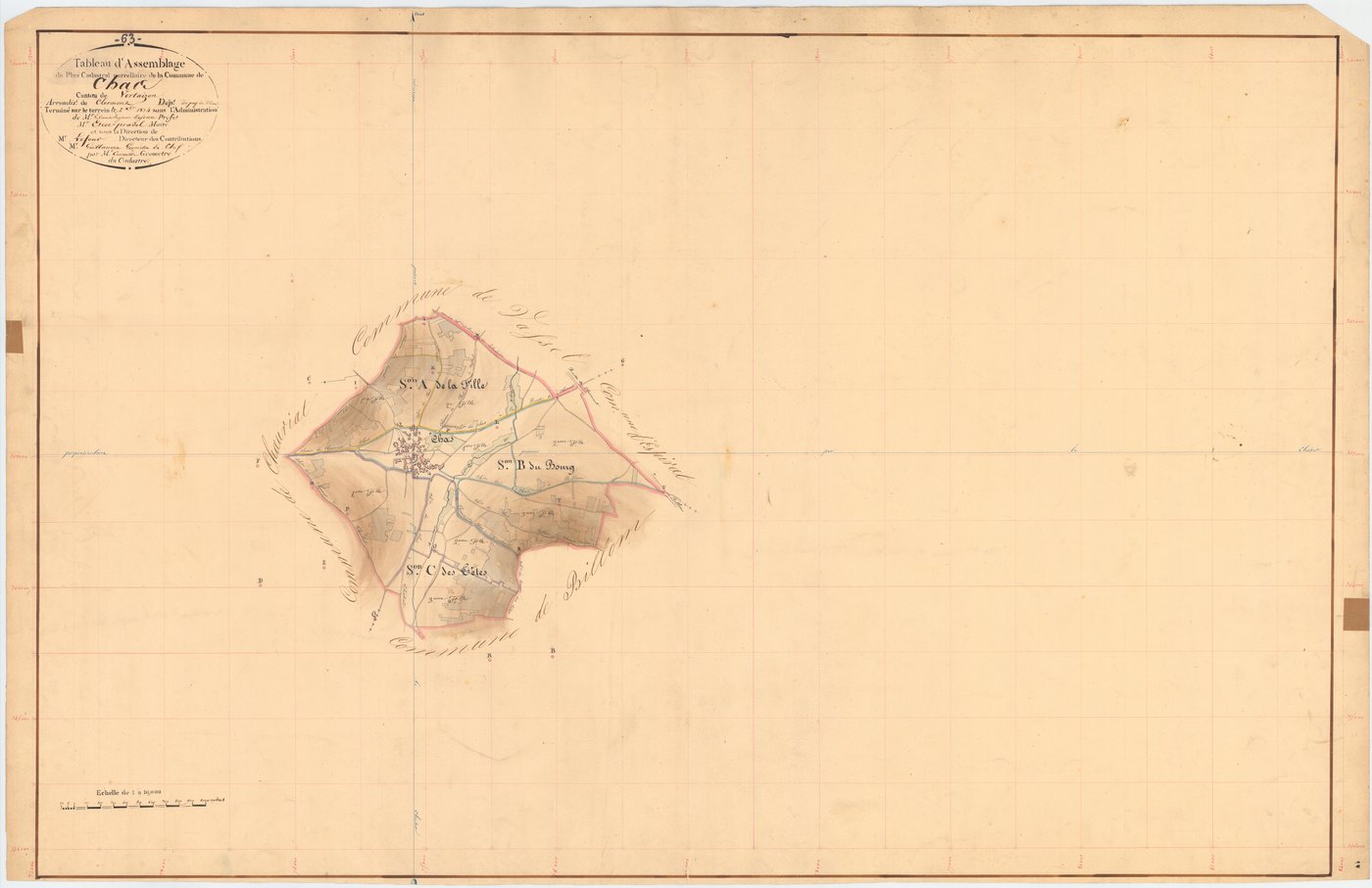 Chas - 51 FI 329      Tableau d'assemblage du plan cadastral parcellaire de la commune de Chas