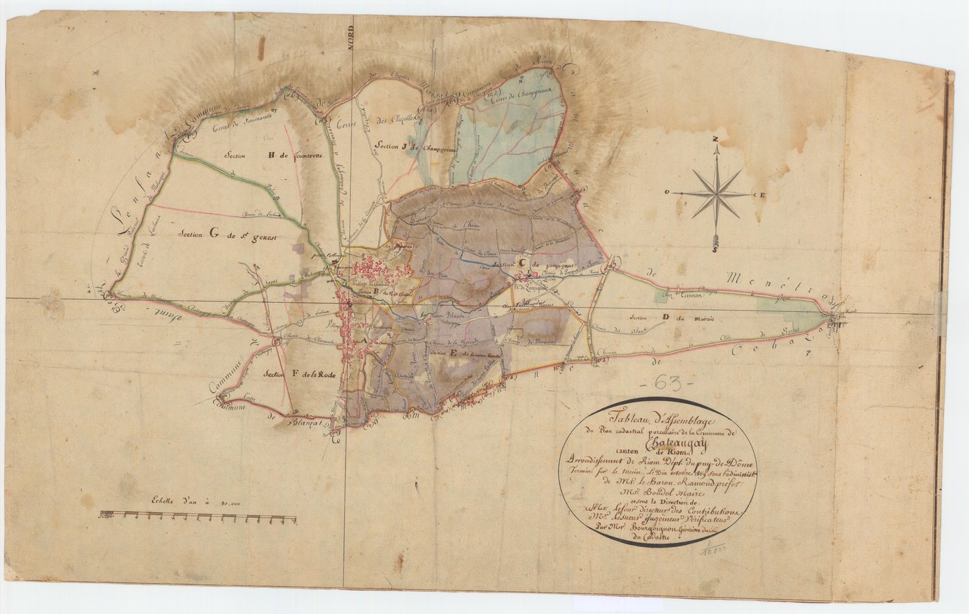 Châteaugay - 53 FI 264      Tableau d'assemblage du plan cadastral parcellaire de la commune de Châteaugay