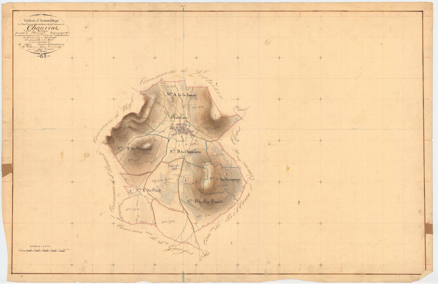 Chauriat - 51 FI 338      Tableau d'assemblage du plan cadastral parcellaire de la commune de Chauriat