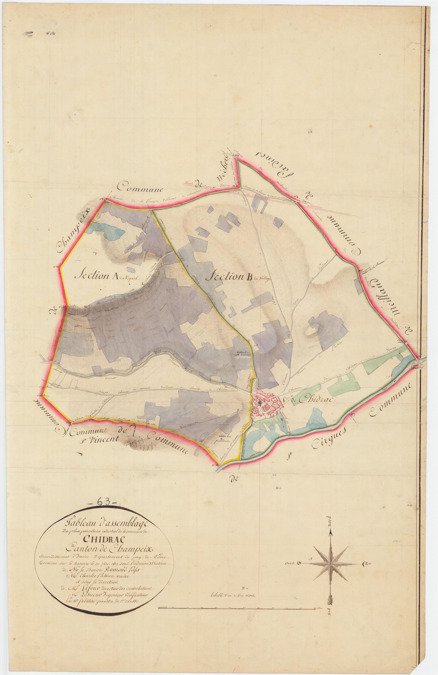 Chidrac - 54 Fi 314      Tableau d'assemblage du plan cadastral parcellaire de la commune de Chidrac