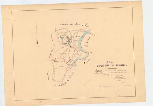Corent - 51 FI 365      -Extrait du tableau d'assemblage du plan cadastral parcellaire de la commune des Martres-de-Veyre