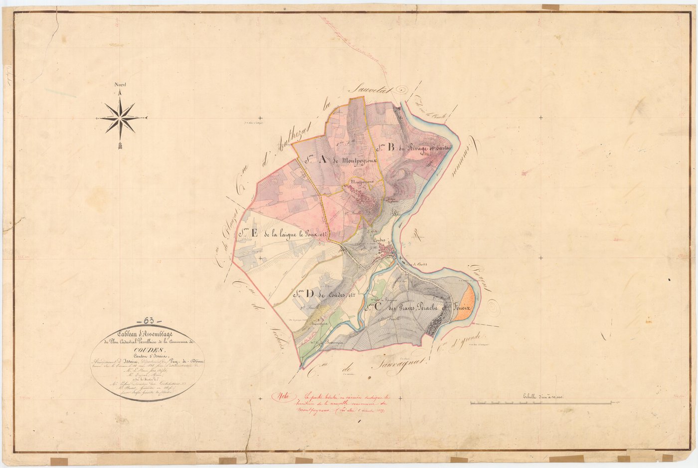 Coudes - 54 Fi 337      Tableau d'assemblage du plan cadastral parcellaire de la commune de Coudes