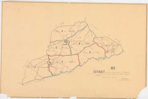 Cournols - 51 FI 371      -Extrait du tableau d'assemblage du plan cadastral parcellaire de la commune d'Olloix