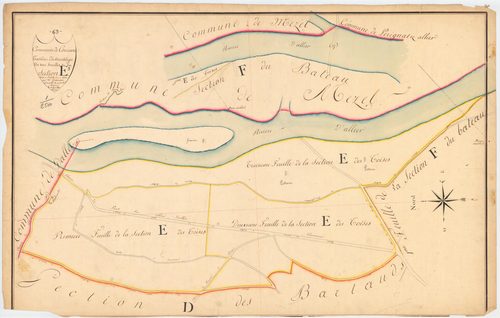 Cournon-d'Auvergne - 51 FI 386      Tableau d'assemblage des trois feuilles de la section E des Toises