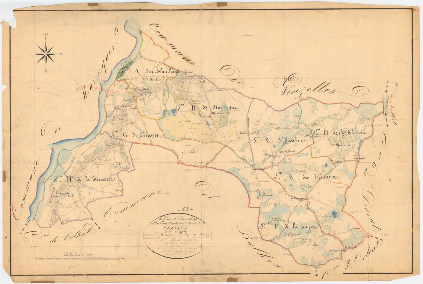 Crevant-Laveine - 55 FI 314      Tableau d'assemblage du plan cadastral parcellaire de la commune de Crevant-Laveine