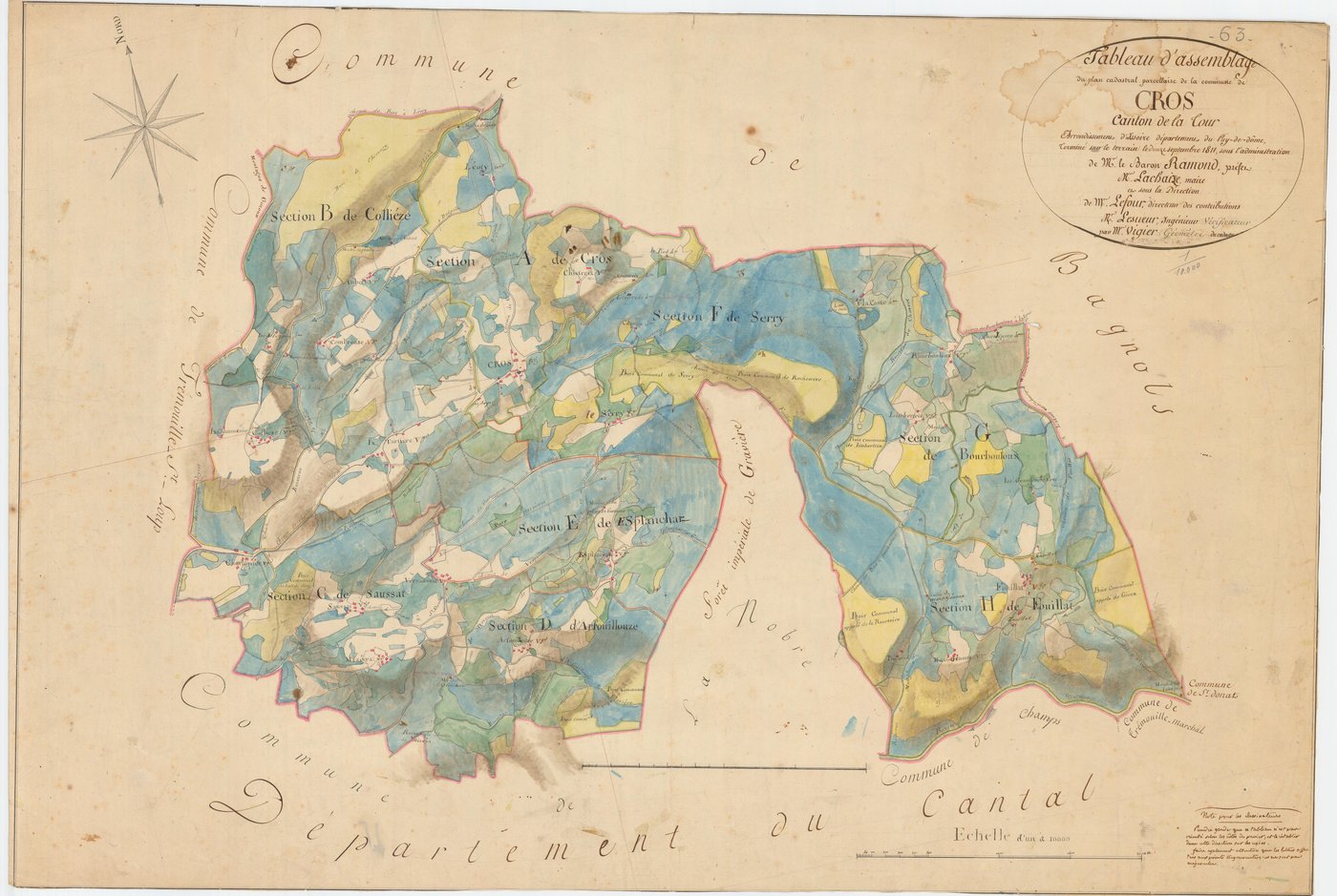 Cros - 54 Fi 356      Tableau d'assemblage du plan cadastral parcellaire de la commune de Cros