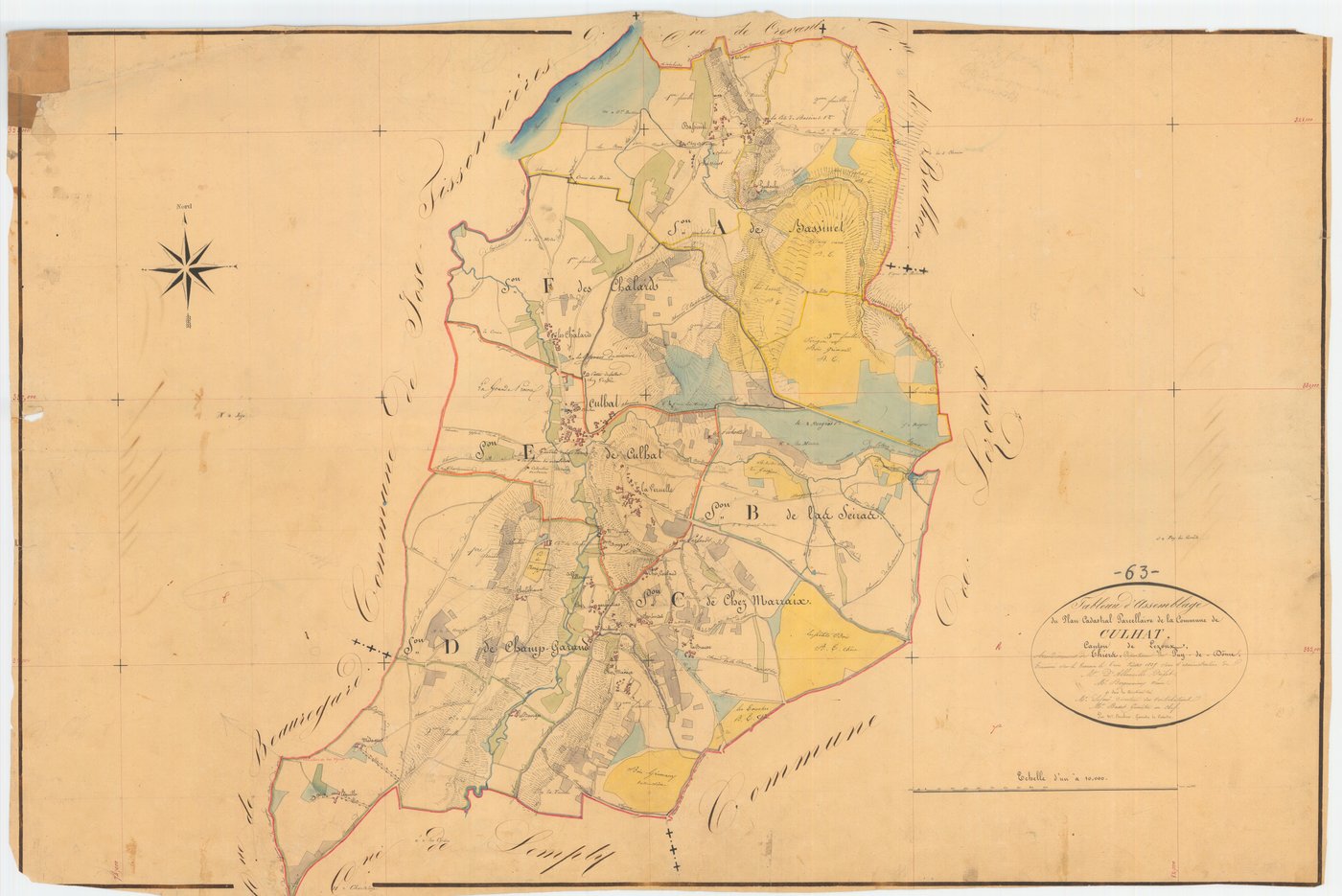 Culhat - 55 FI 330      Tableau d'assemblage du plan cadastral parcellaire de la commune de Culhat