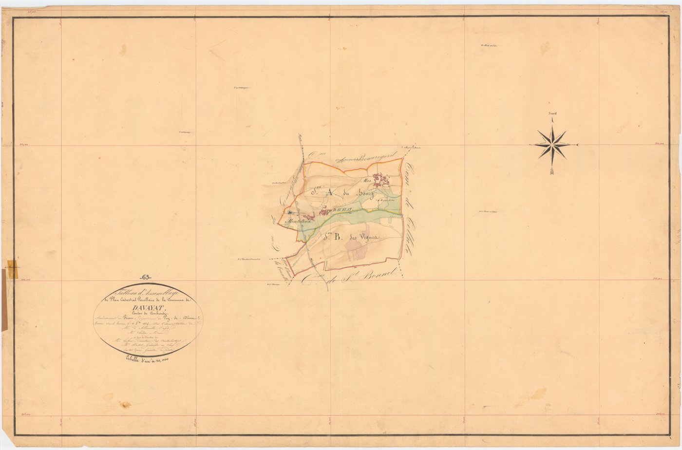 Davayat - 53 FI 384      Tableau d'assemblage du plan cadastral parcellaire de la commune de Davayat