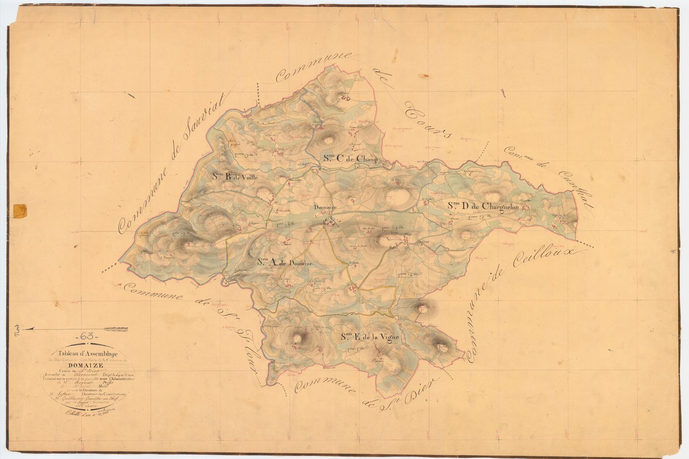 Domaize - 51 FI 422      Tableau d'assemblage du plan cadastral parcellaire de la commune de Domaize