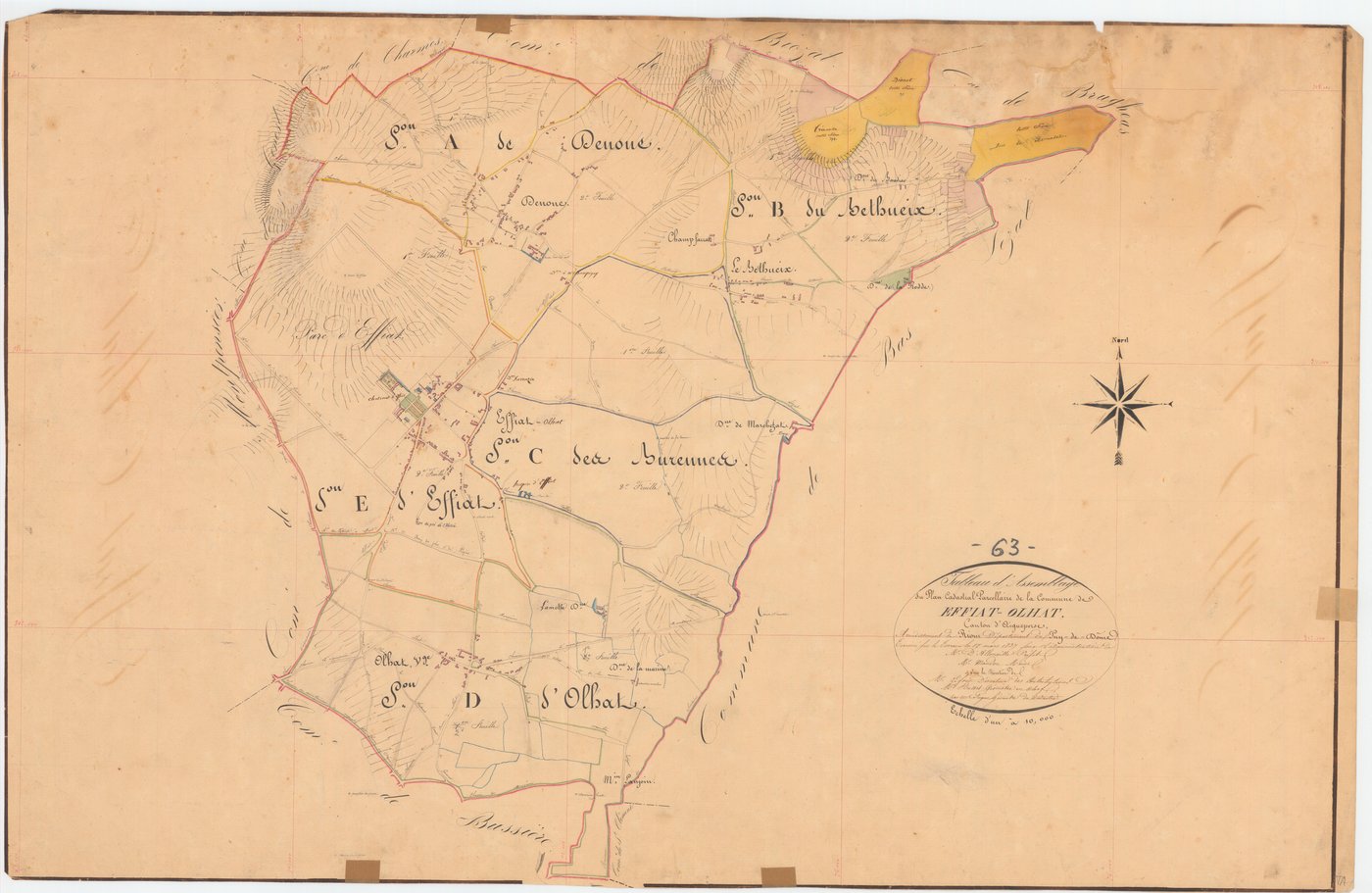 Effiat - 53 FI 395      Tableau d'assemblage du plan cadastral parcellaire de la commune d'Effiat