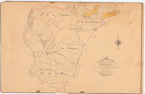 Effiat - 53 FI 395      Tableau d'assemblage du plan cadastral parcellaire de la commune d'Effiat