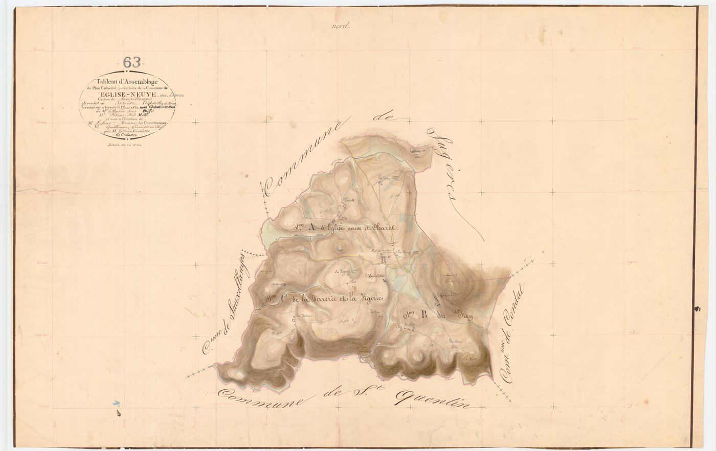 Égliseneuve-des-Liards - 54 Fi 401      Tableau d'assemblage du plan cadastral parcellaire de la commune d'Egliseneuve-des-Liards