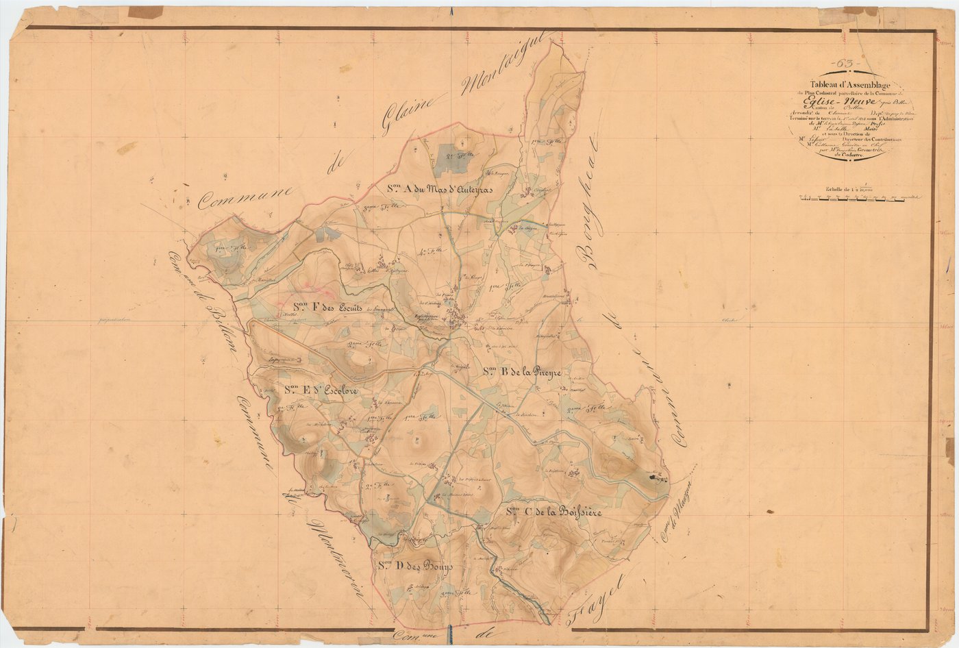Égliseneuve-près-Billom - 51 FI 438      Tableau d'assemblage du plan cadastral parcellaire de la commune d'Egliseneuve-près-Billom
