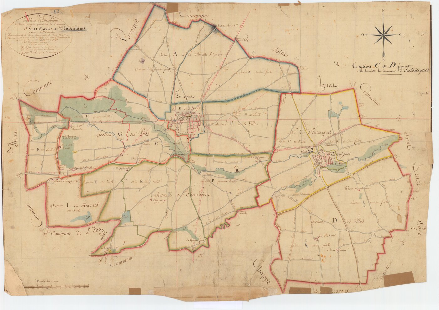 Ennezat - 53 FI 406      Tableau d'assemblage du plan cadastral parcellaire de la commune d'Ennezat