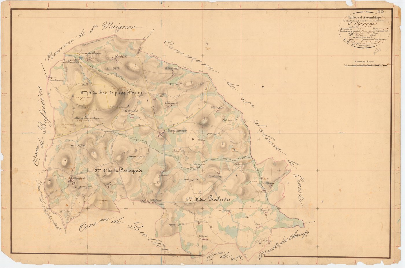 Espinasse - 53 FI 427      Tableau d'assemblage du plan cadastral parcellaire de la commune d'Espinasse