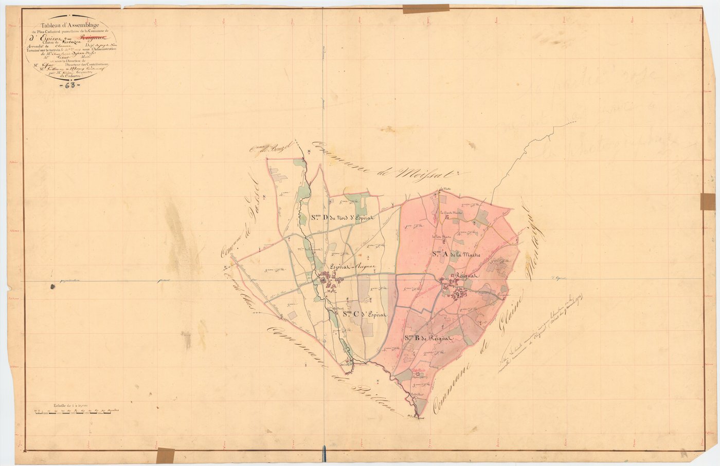 Espirat - 51 FI 453      Tableau d'assemblage du plan cadastral parcellaire de la commune d'Espirat