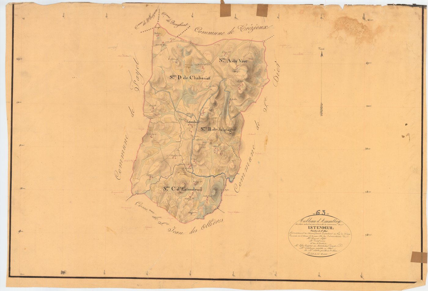 Estandeuil - 51 FI 462      Tableau d'assemblage du plan cadastral parcellaire de la commune d'Estandeuil