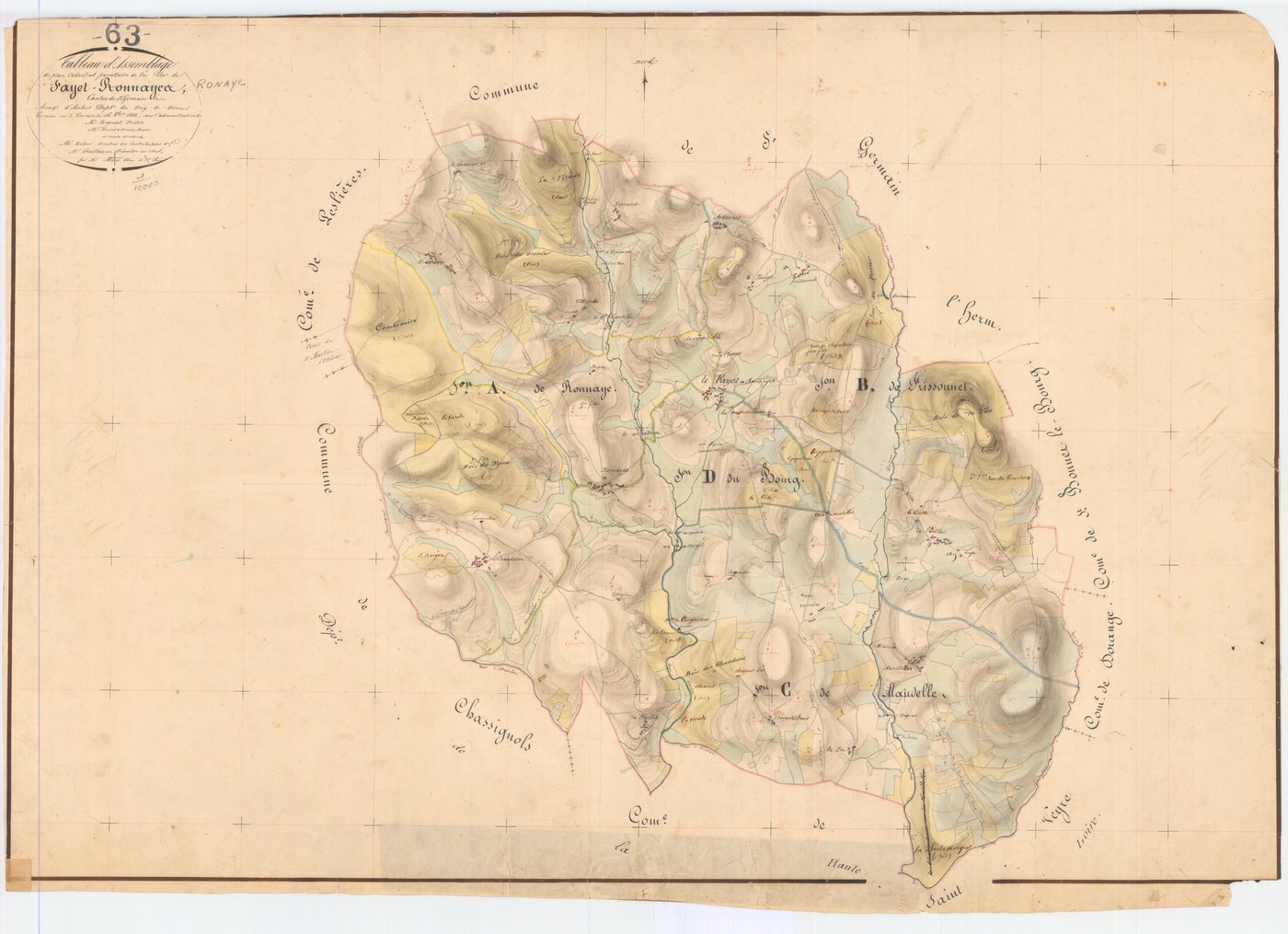 Fayet-Ronaye - 55 FI 433      Tableau d'assemblage du plan cadastral parcellaire de la commune de Fayet-Ronaye