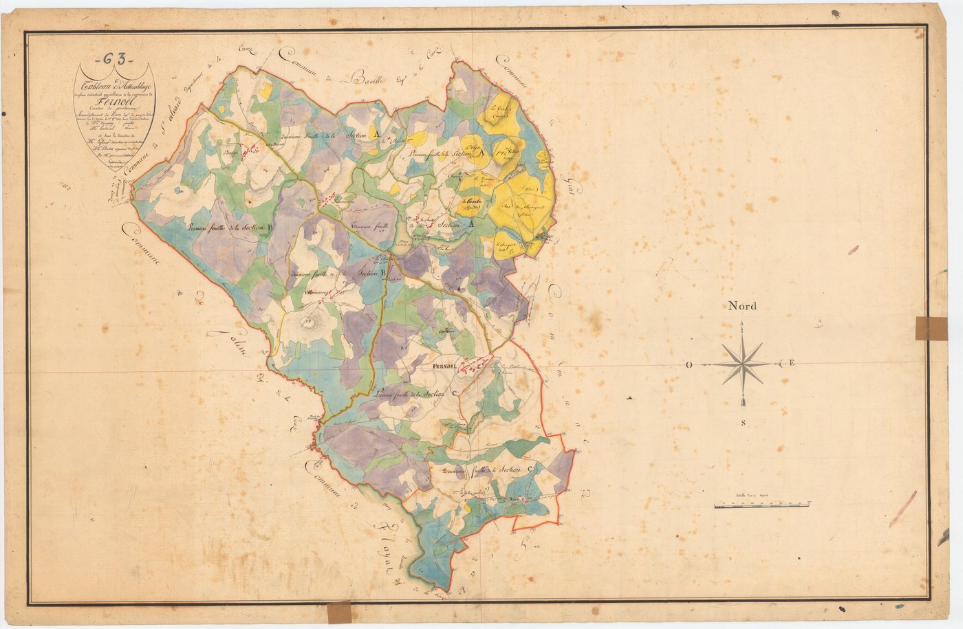 Fernoël - 53 FI 438      Tableau d'assemblage du plan cadastral parcellaire de la commune de Fernoël