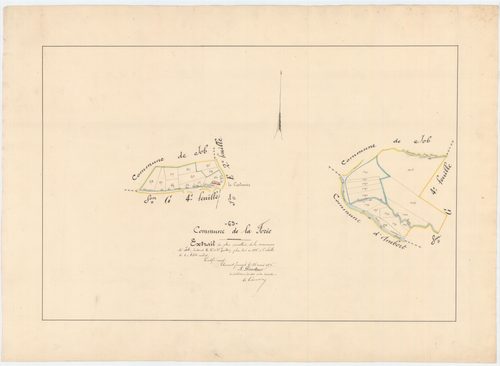 La Forie - 55 FI 445      Extrait du plan parcellaire de la commune de Job, section G, 2ème et 3ème feuilles