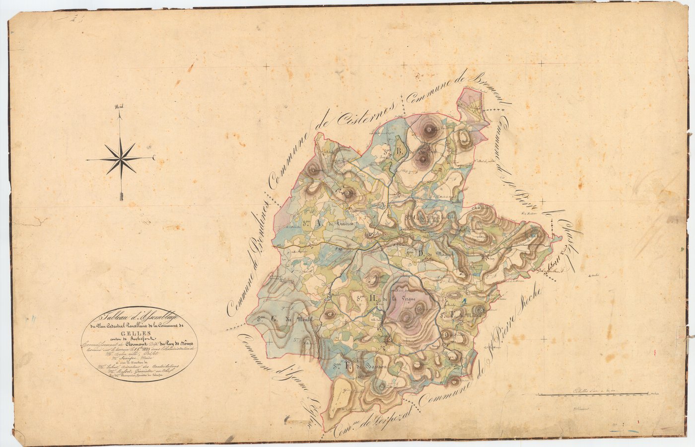 Gelles - 51 FI 476      Tableau d'assemblage du plan cadastral parcellaire de la commune de Gelles