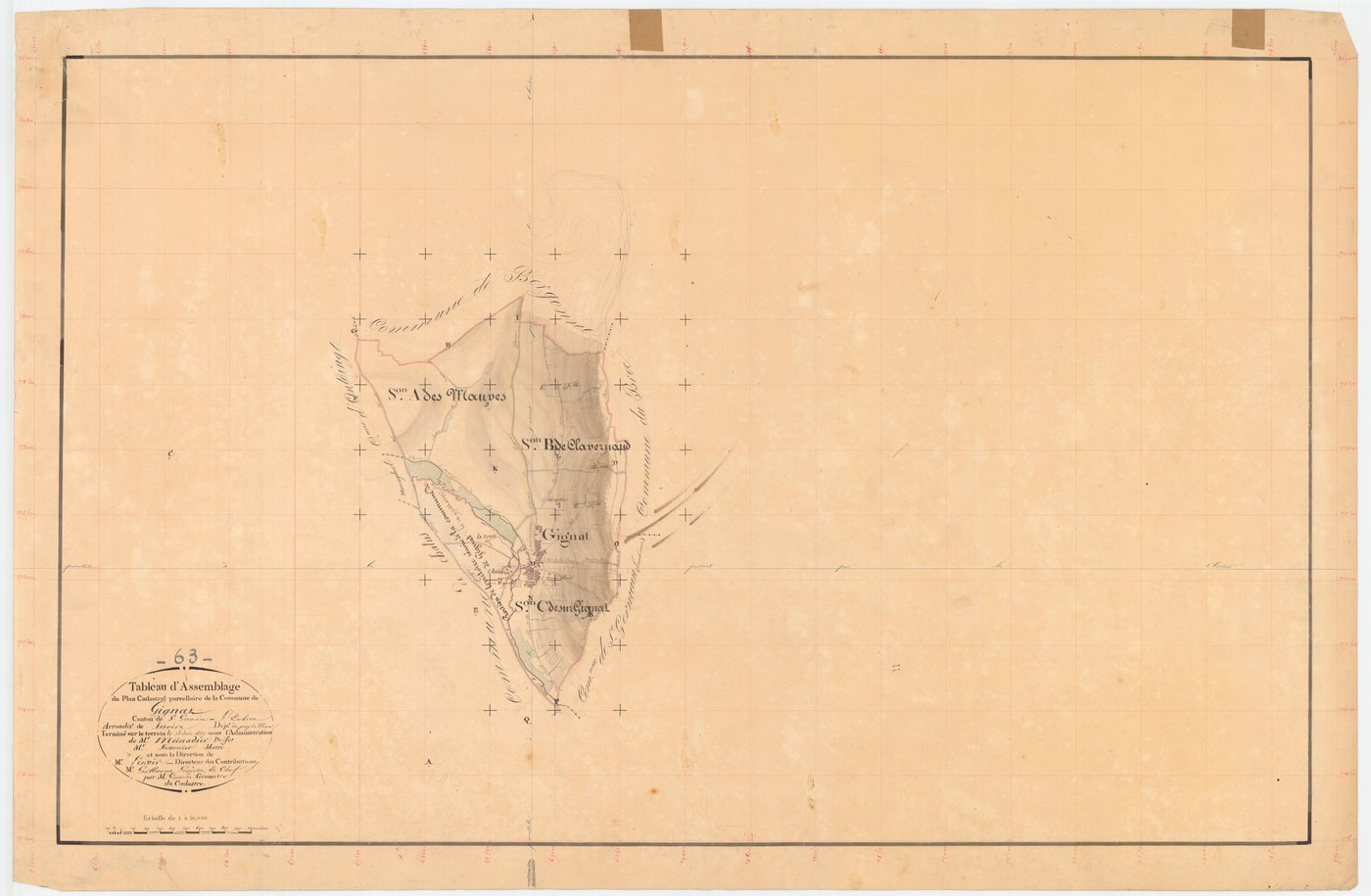 Gignat - 54 Fi 423      Tableau d'assemblage du plan cadastral parcellaire de la commune de Gignat