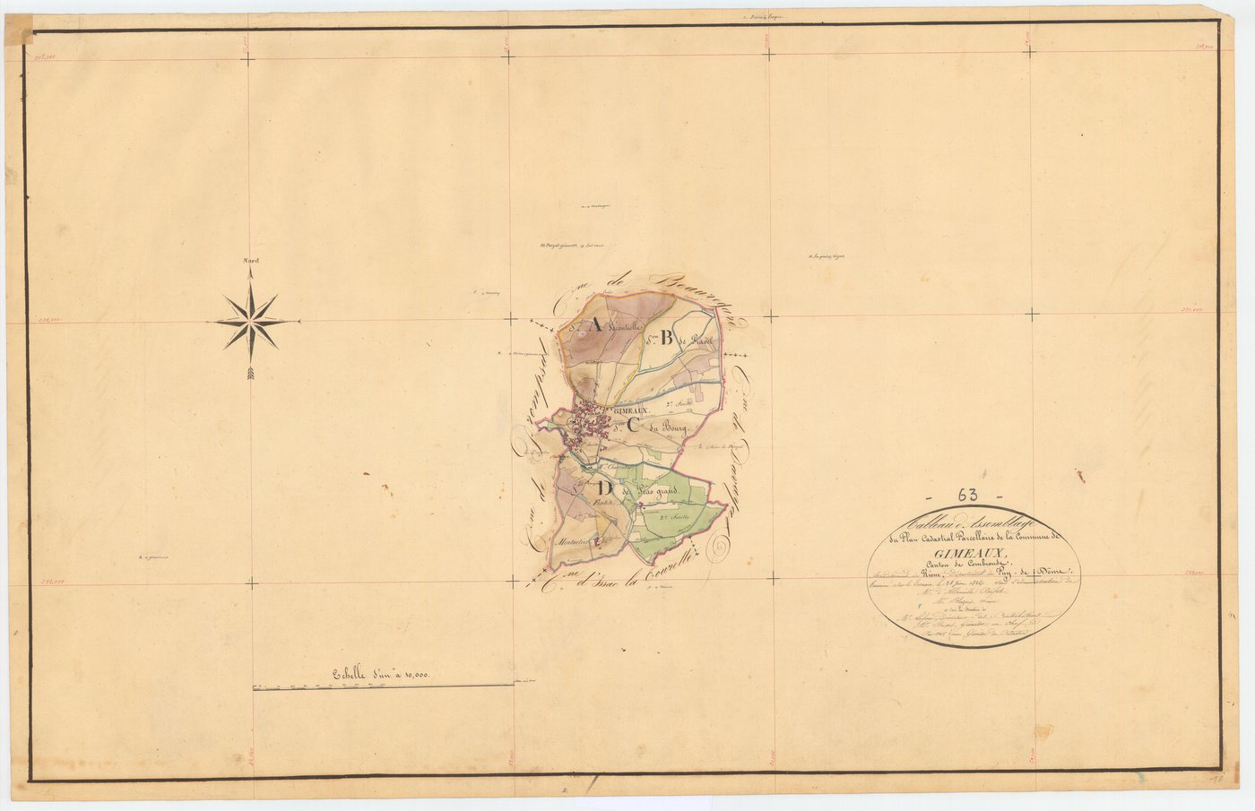 Gimeaux - 53 FI 472      Tableau d'assemblage du plan cadastral parcellaire de la commune de Gimeaux
