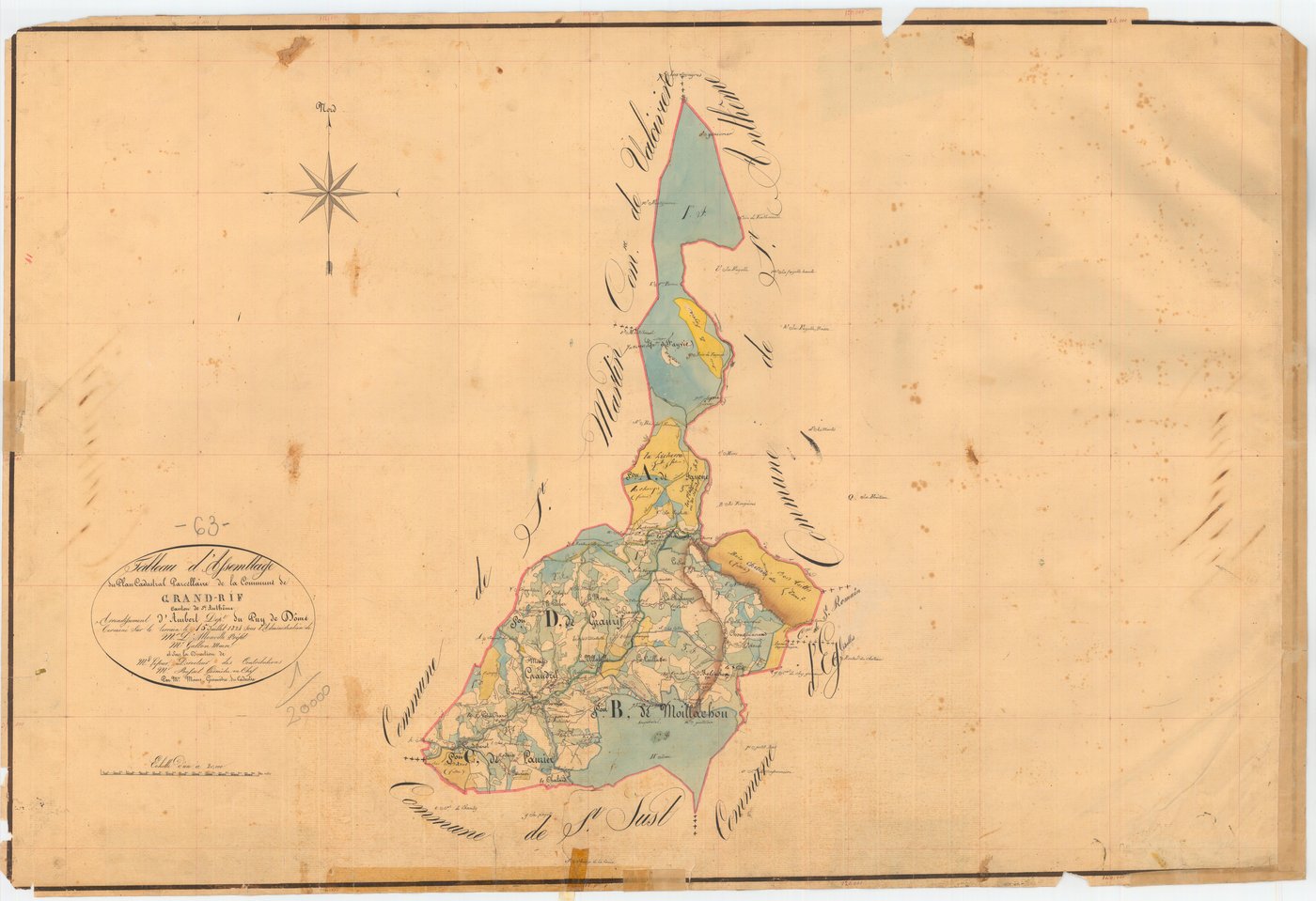 Grandrif - 55 FI 464      Tableau d'assemblage du plan cadastral parcellaire de la commune de Grandrif