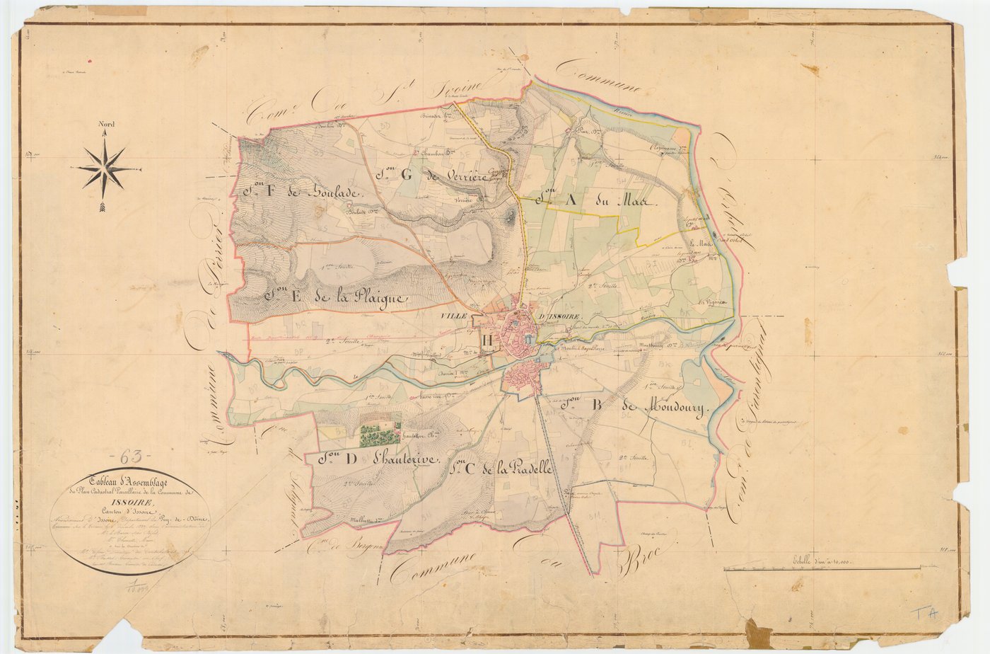 Issoire - 54 Fi 442      Tableau d'assemblage du plan cadastral parcellaire de la commune d'Issoire