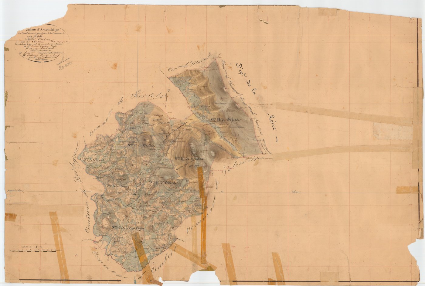 Job - 55 FI 482      Tableau d'assemblage du plan cadastral parcellaire de la commune de Job