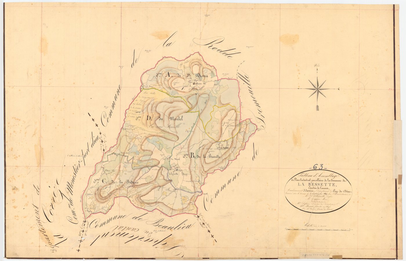 Labessette - 54 Fi 471      Tableau d'assemblage du plan cadastral parcellaire de la commune de Labessette