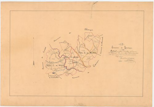 Landogne - 53 FI 513      - (6)Extrait du tableau d'assemblage du plan cadastral parcellaire de la commune de Pontaumur