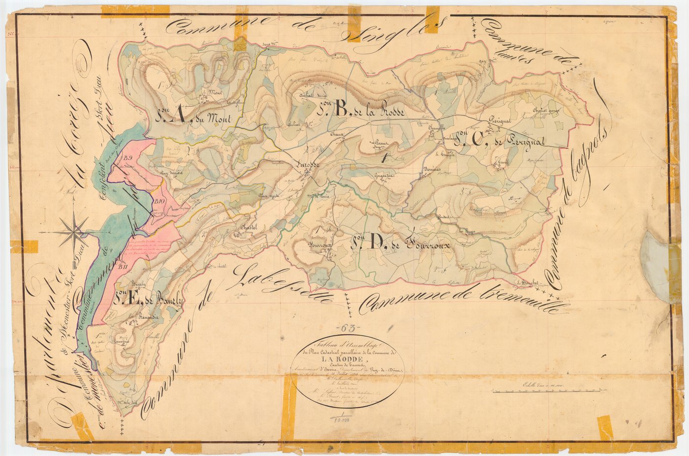 Larodde - 54 Fi 490      Tableau d'assemblage du plan cadastral parcellaire de la commune de Larodde