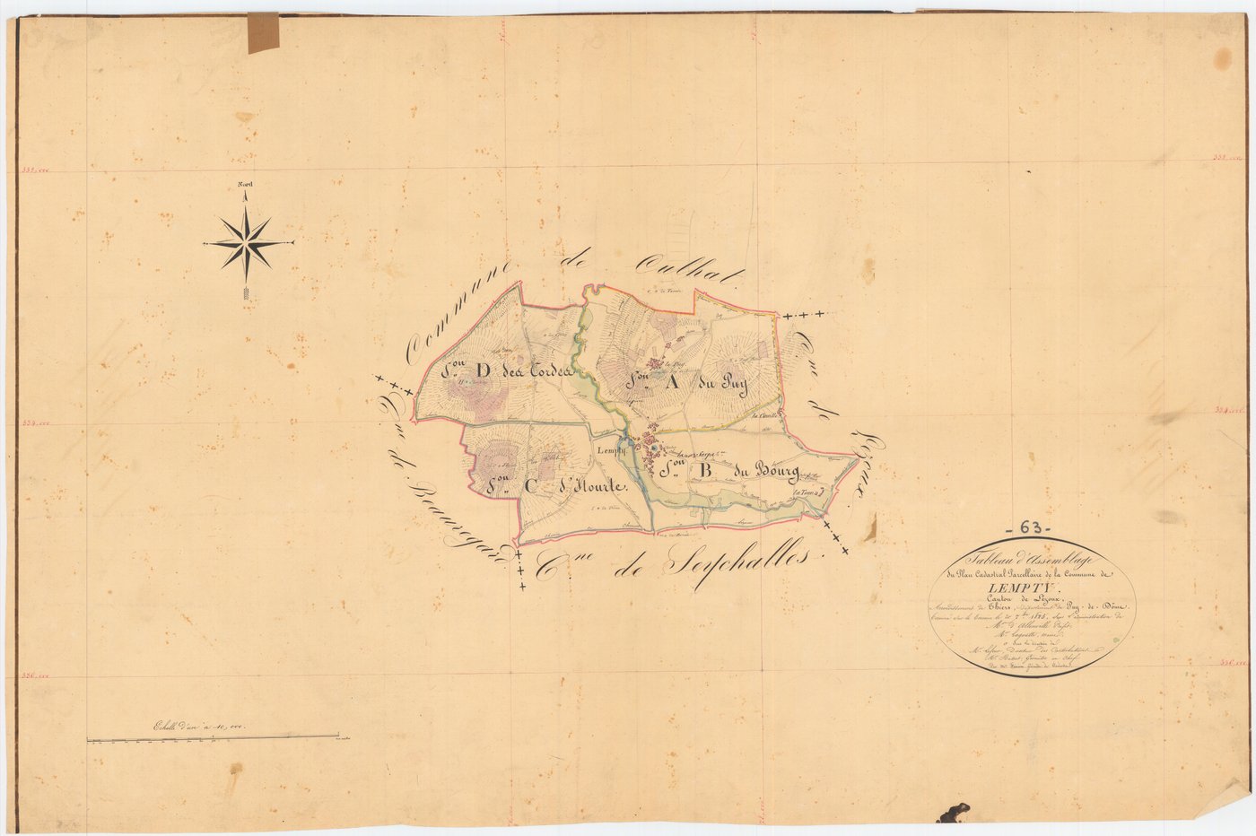 Lempty - 55 FI 527      Tableau d'assemblage du plan cadastral parcellaire de la commune de Lempty