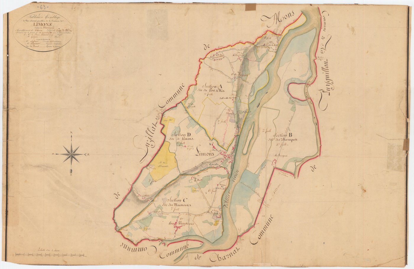 Limons - 55 FI 553      Tableau d'assemblage du plan cadastral parcellaire de la commune de Limons
