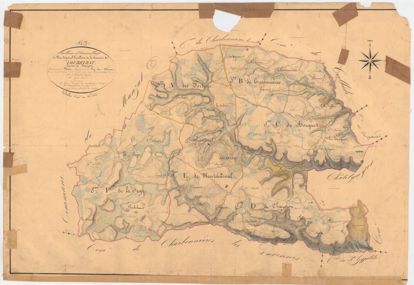 Loubeyrat - 53 FI 547      Tableau d'assemblage du plan cadastral parcellaire de la commune de Loubeyrat