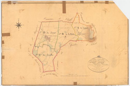 Lussat - 51 FI 596      Tableau d'assemblage du plan cadastral parcellaire de la commune de Lussat