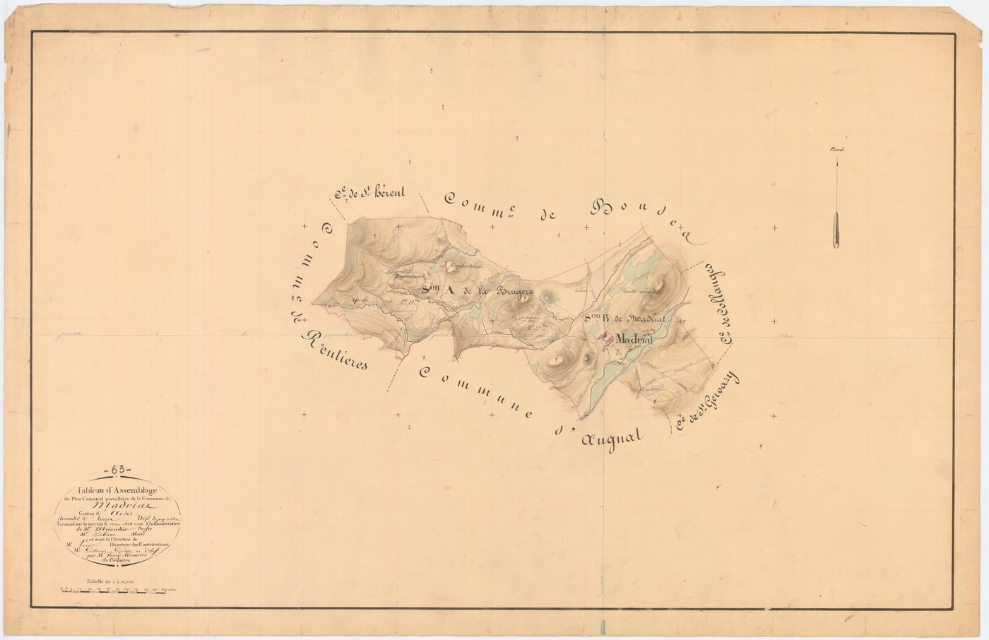 Madriat - 54 Fi 535      Tableau d'assemblage du plan cadastral parcellaire de la commune de Madriat
