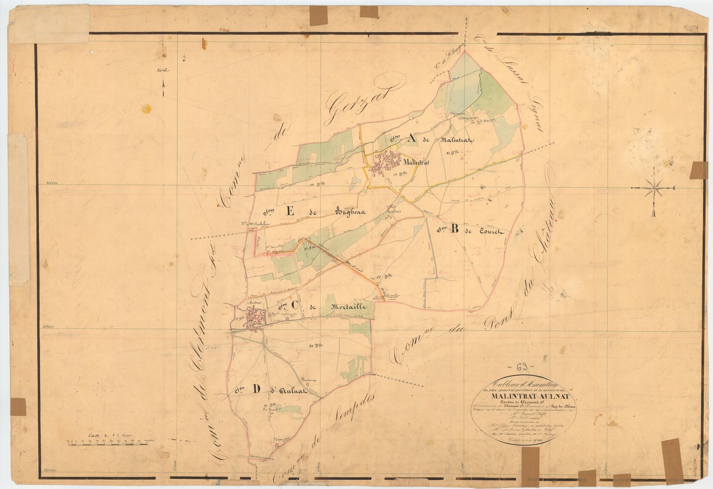 Malintrat - 51 FI 601      Tableau d'assemblage du plan cadastral parcellaire de la commune de Malintrat