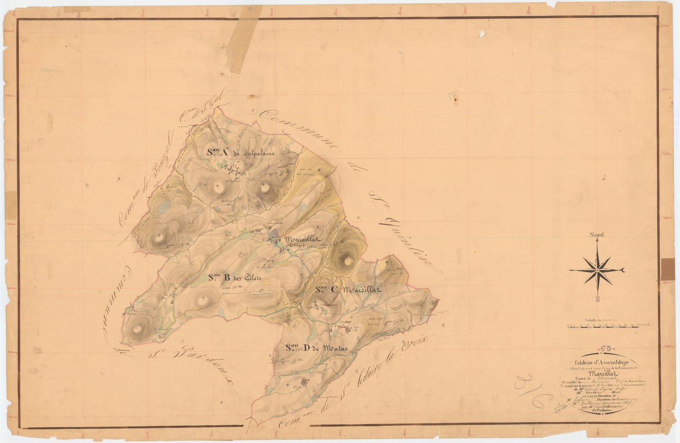 Marcillat - 53 FI 591      Tableau d'assemblage du plan cadastral parcellaire de la commune de Marcillat