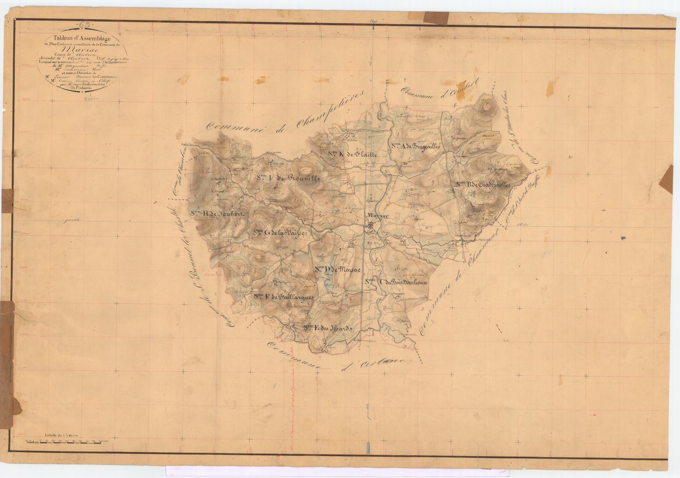 Marsac-en-Livradois - 55 FI 611      Tableau d'assemblage du plan cadastral parcellaire de la commune de Marsac-en-Livradois