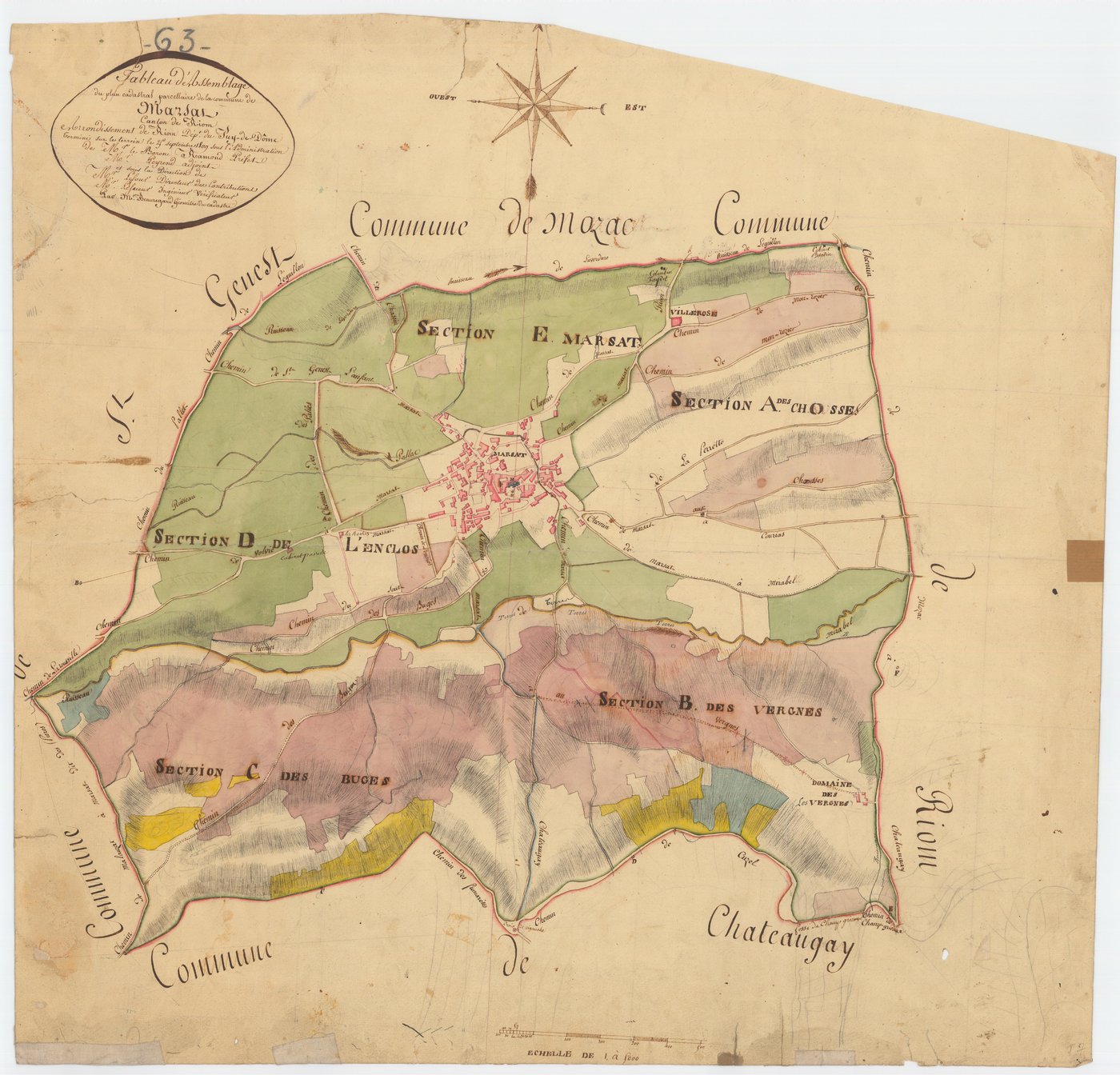 Marsat - 53 FI 598      Tableau d'assemblage du plan cadastral parcellaire de la commune de Marsat