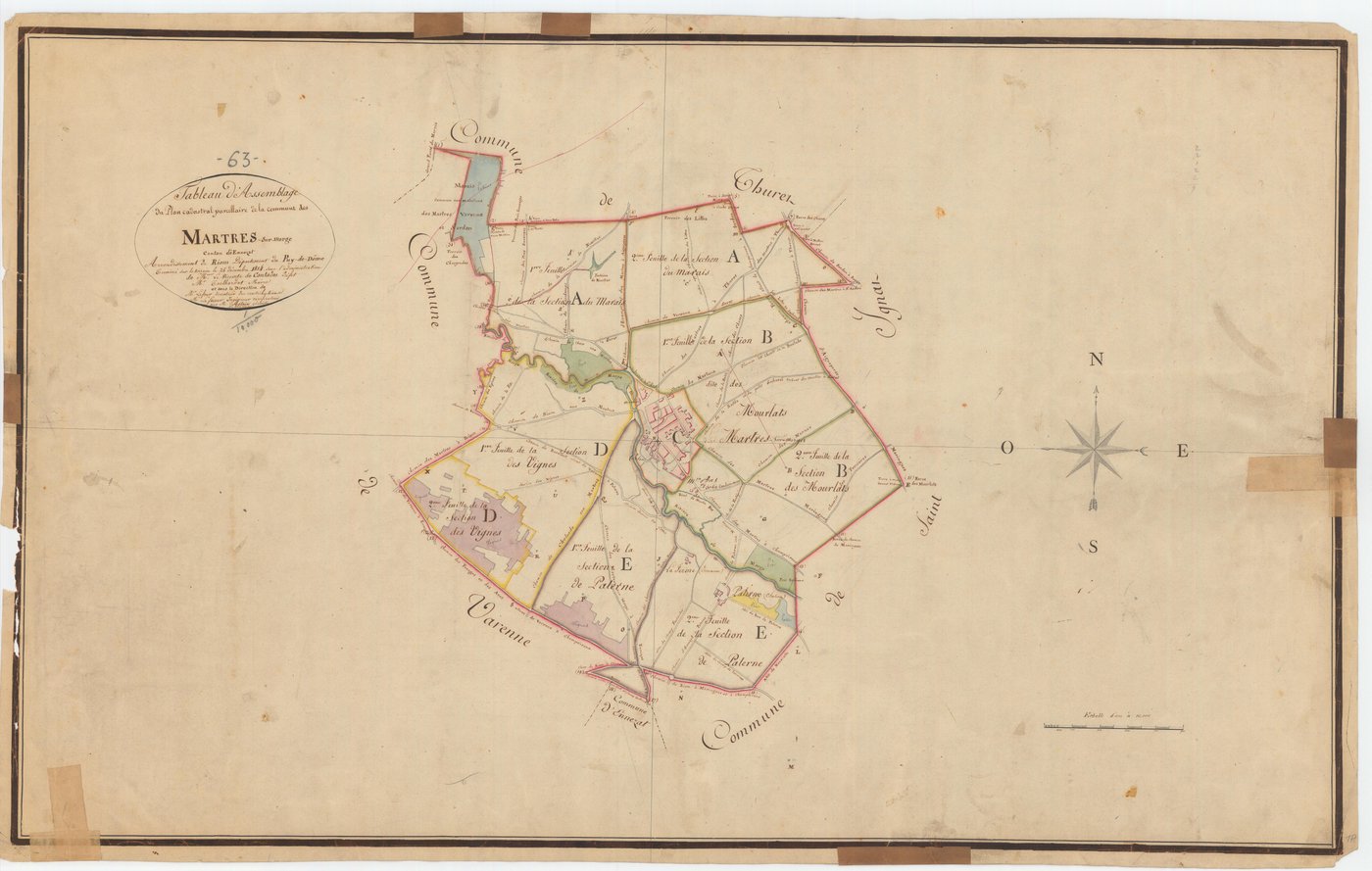 Martres-sur-Morge - 53 FI 604      Tableau d'assemblage du plan cadastral parcellaire de la commune des Martres-sur-Morge